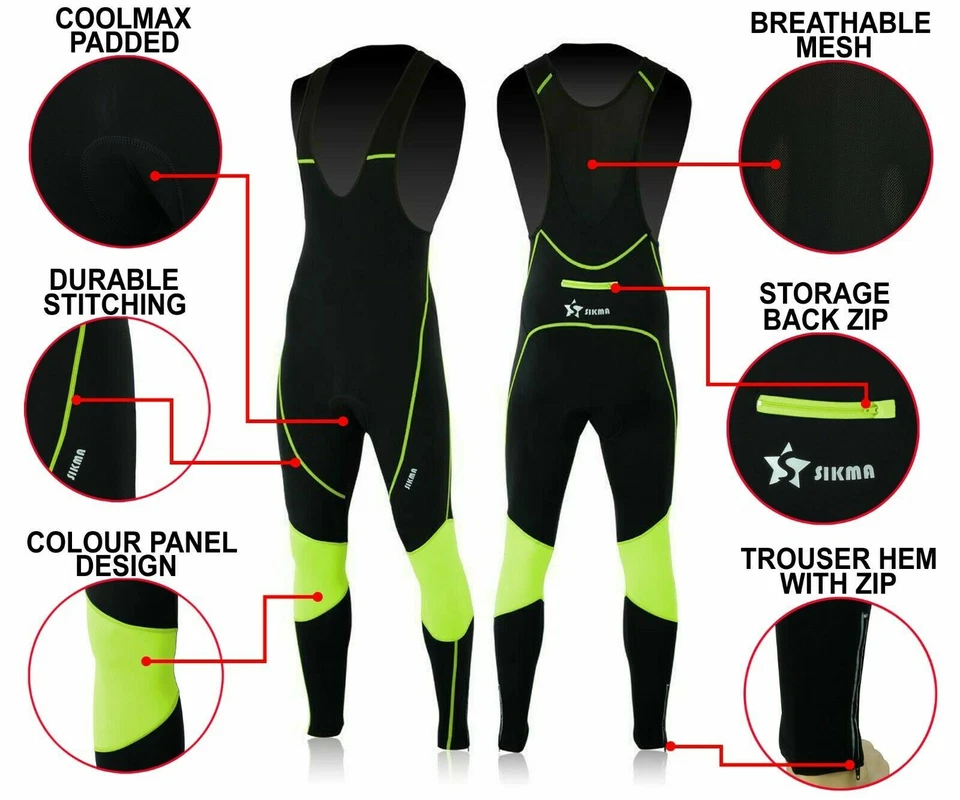 Mens Cycling Bib Tights Super Roubaix Winter Bib Wear Thermal Trosuer Bike Tight - Image 3 of 4