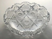 American Brilliant Cut Shallow Bowl Huyler Pattern by Clark
