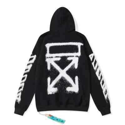 OFF WHITE Graffiti Arrow Autumn Winter Hoodie Art Cotton Black White Long Sleeve