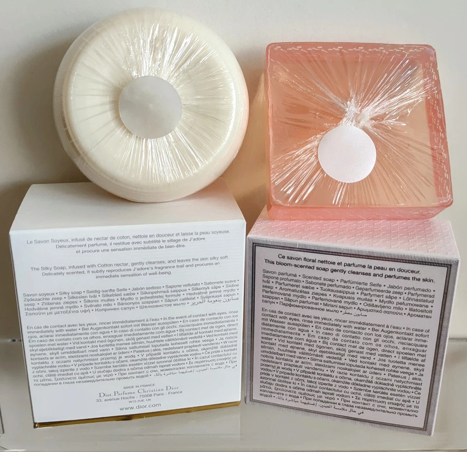 Juego de jabón DIOR 2 piezas J'ADORE SEDOSO Y MISS DIOR RAMO FLORECIENTE *NUEVO SELLADO tamaño completo Foto 2 de 2
