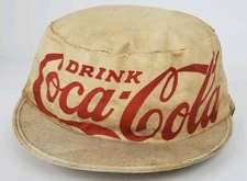 Vintage Drink Coca Cola Kemper Thomas White Cloth Painters Hat 1933 Size 7 1/8