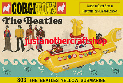 Corgi The Beatles Yellow Submarine 803 A3 Poster Werbung Faltblatt Schild von 1969