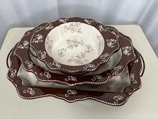 SET of 3 Temptations Presentable Ovenware Tara Floral Pans  Casserole Dish Racks