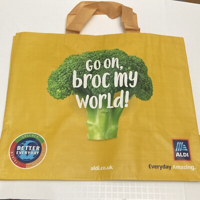 Aldi Broc My World Family Fun Tote Bag Life Yellow New Broccoli Hat Sun Shopper