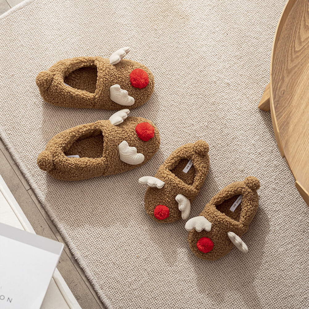 APL Pantofole Peluche Alce di Natale Soffici Casa Ciabatte Antiscivolo per Camera da Letto Interno