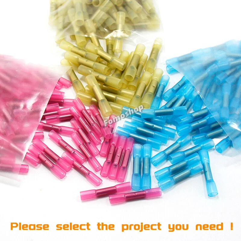 50/1000 x Heat Shrink Crimp Butt Terminals Waterproof Electrical Wire Connectors - image 2 of 4