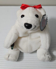 Coca Cola Collectible VTG 1997 POLAR BEAR IN RED BOW Bean Bag Plush W/TAGS 5"