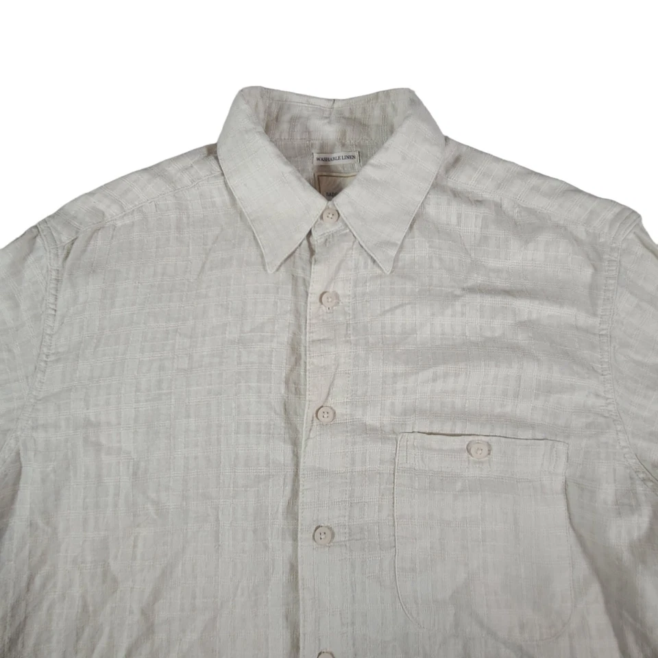 Saddlebred Linen Shirt Mens Large Short Sleeve Off White Lightweight Button Up - Image 4 of 4