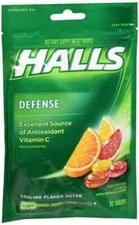 SM Halls Defense Assorted Citrus Vitamin C Drops Bag of 30 Drops