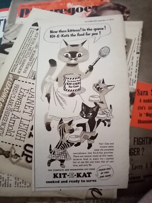 B4g Ephemera 1954 Film Werbung Kit e kat the food for you Katzen Kätzchen 