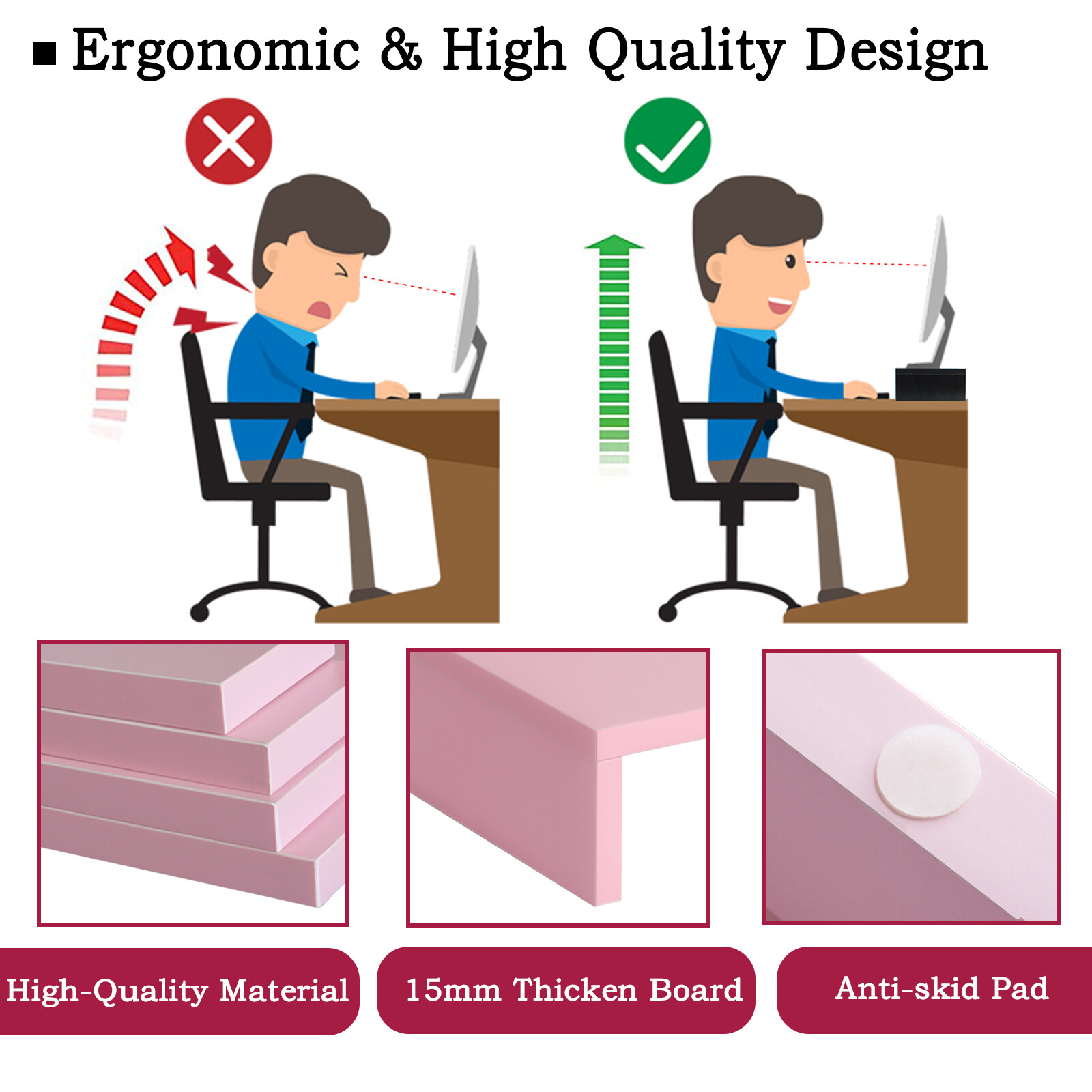 2 Pack 14inch Monitor Stand Riser for Computer/PC/TV /Laptops Desktop Organizer.