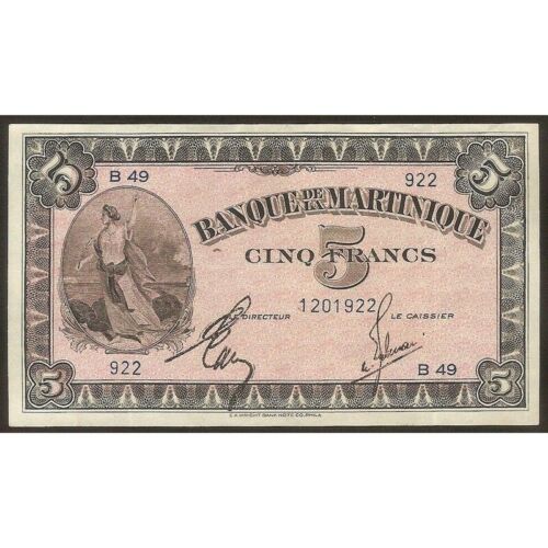 MARTINIQUE 5 Francs 1942	VF+ Pick 16b - Photo 1/1