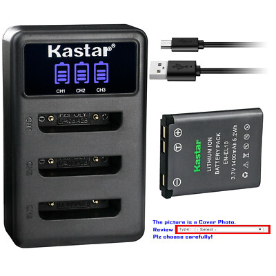 Kastar Battery Triple Charger for Nikon EN-EL10 MH-63 Nikon Coolpix S80 Camera