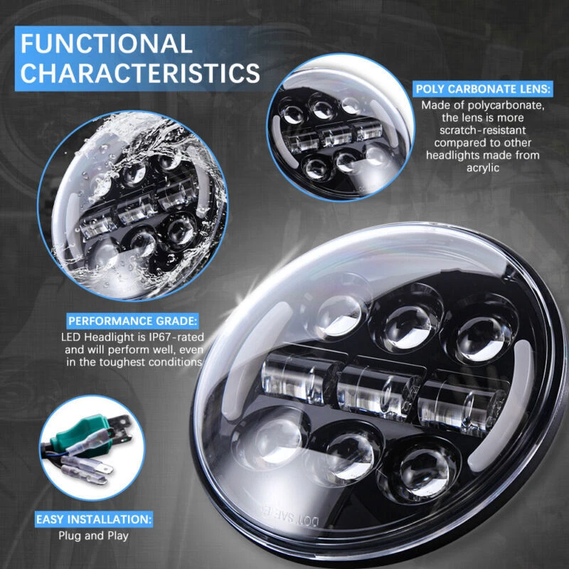 Proyector halo 4X 5 3/4" 5,75 pulgadas LED HI/LO DRL para Peterbilt 349 359 Foto 2 de 4