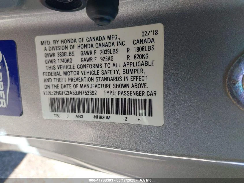 Panel de moldura interior de puerta delantera derecha usado se adapta a: Honda Civic 2018 grado A Foto 4 de 4