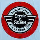Vtg. Steak N' Shake Famous for Steakburgers Porcelain, Enamel Sign 12-3/4" Dia.