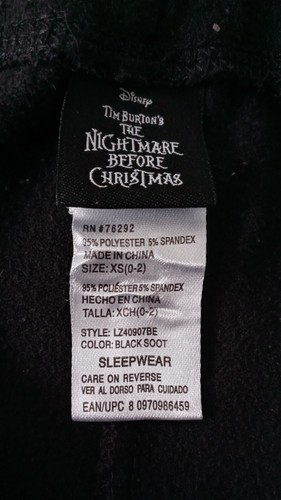 Disney Nightmare Before Christmas Pajama Bottoms Pants Black Size XS - Picture 7 of 7