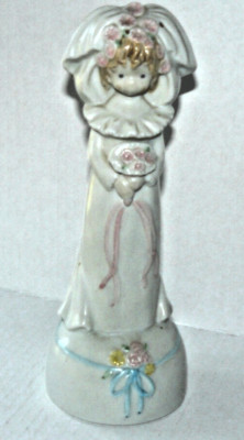 Enesco Kinka Bride Porcelain Figurine Mendelsson Wedding March Music Box Vintage