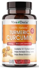 Viva Doria Turmeric Curcumin with Ginger, Supplement, 1800mg, 120 Capsules