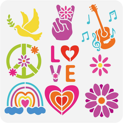 Hip Hop Schablone Zum Malen 30x30 cm Groß Gitarre Musiknote Schablone Blumen Fri