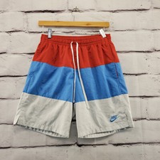 NIKE Costume da Bagno Tronchetti Pantaloncini Uomo Piccola Maglia Foderata Coulisse Rosso Bianco Blu