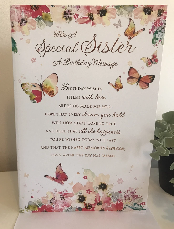 SIMON ELVIN SPECIAL Sister Birthday Card 9 X 6.5 INCHES**lovely Verse. Inserted And Wrapped.