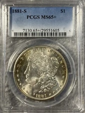 1881-S PCGS MS65+ Morgan Silver Dollar