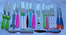 Kids Kitchen Plastic Handles Stainless Steel Knives Misc. lot of 20