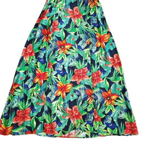 Vintage Hawaiian Be Smart Dress Maxi Womens 2 Aloha Floral Tulip Tie Usa Rayon - Picture 3 of 12