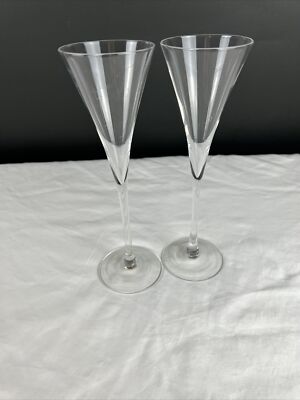 Martini & Rossi Asti Crystal Champagne Glasses Clear Stem Millennium Set of 2