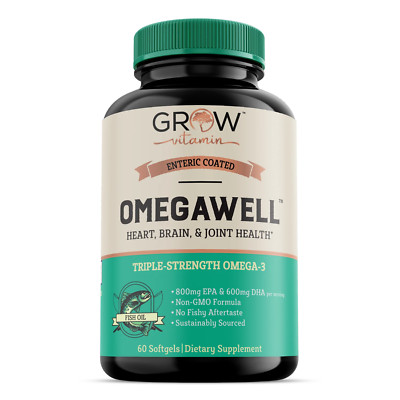 Omega 3 Fish Oil Capsules Triple Strength 2000mg EPA & DHA- COATED - 60 Softgels