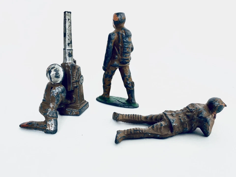 Lote De 3 Soldados Plomo Juguete De Colección Manoil Barclay US Francotirador, Pistola Grande, Marcha Foto 4 de 4