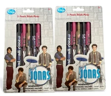 2 x Disney Jonas Brothers Stick Pens 5-Pack • New • Rare Vintage Disney Channel