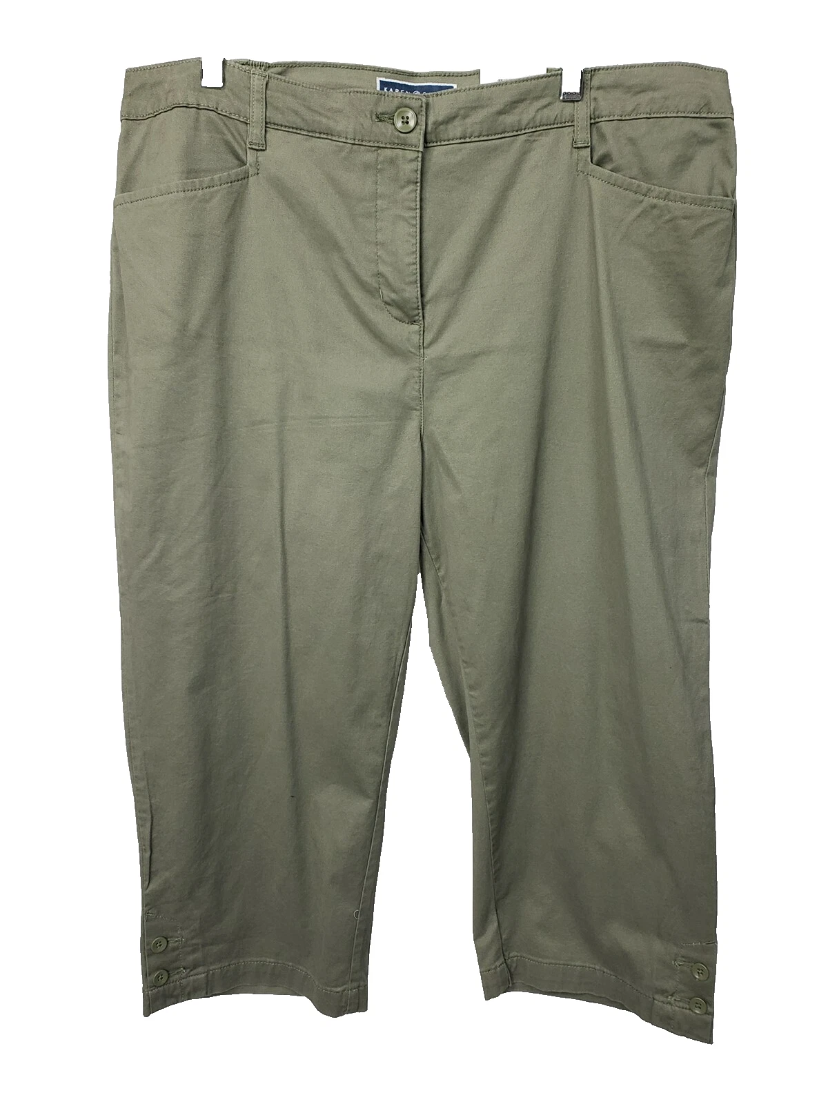 KAREN SCOTT Comfort Waist Capri Tummy Control Cotton sz 22W Olive Green NWT