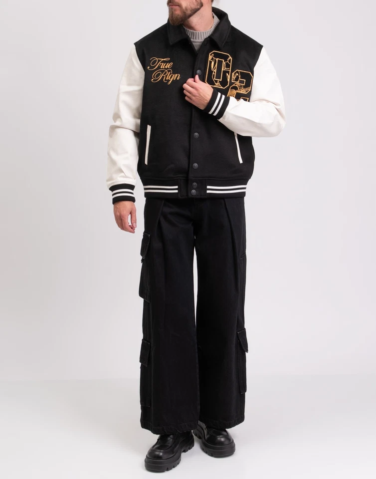 RRP€284 TRUE RELIGION Knit Jacket Size L Wool Blend Lined Coated Embroidered - Image 3 of 4