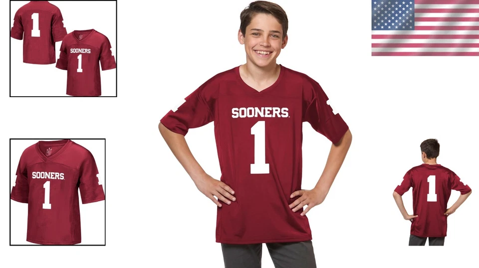 Camiseta de fútbol americano Oklahoma Sooners para jóvenes niños - cuello en V Foto 2 de 4