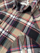 Ely Cattleman Western Flannel Shirt XLT Tall Plaid Pearl Snap VTG