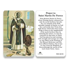 Saint Martin de Porres - Prayer  - Plastic stock Holy Card RCC30E