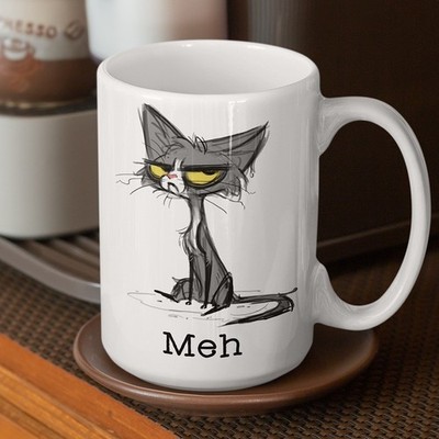 Grumpy Cat Mug | Cat Meh Mug | Funny Cat Lover Gift