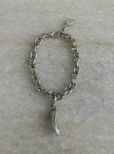 Disney Silver Tone Cinderella Slipper Shoe Rolo Charm Bracelet