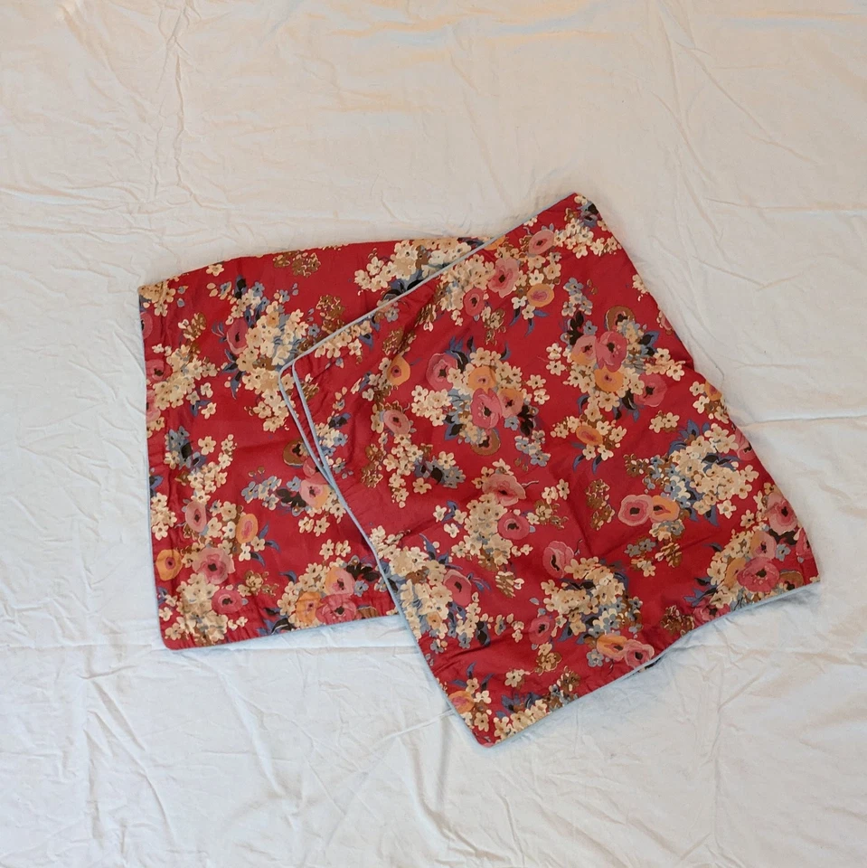 Fundas de almohada vintage KING Lauren Ralph Lauren. Juego de 2+ Falda Roja Floral Foto 3 de 4
