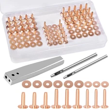 84 Pcs Copper Rivets and Burrs, #9 & #12 Setter, Leather Hole Punch Cutter