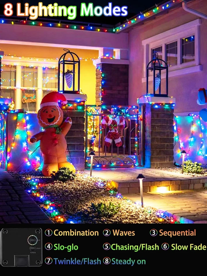 180FT Solar Christmas Lights, 320 LED Waterproof String Lights, 8 Modes - Image 4 of 4