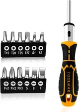13-in-1 Ratcheting Screwdriver Set, Adjustable Multi-bit with Orange&black
