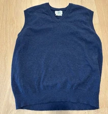 McCulleys 100% Pure Scottish Cashmere V-Neck Pullover Sweater Vest Large Blue