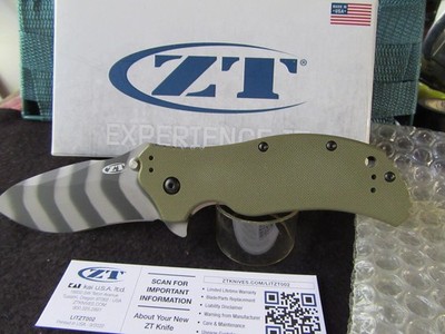 Zero Tolerance 0350OLTS Ultra Rare Tiger Striped Magnacut. OD Green G-10. MIB