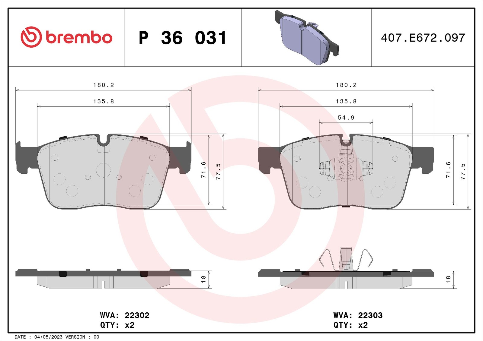 Fits BREMBO P 36 031 HAM PADS. PRZEDNIE FRONT Teves JAGUAR/LAND ROVER