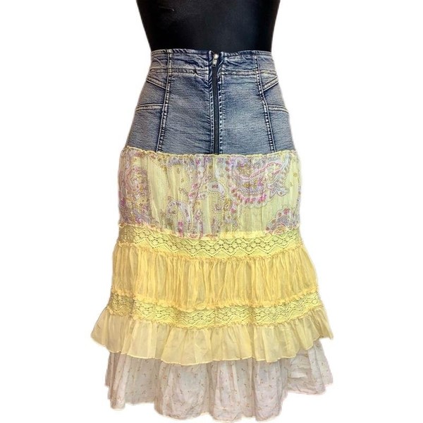 Women American Vintage Skirt Yellow Denim 38