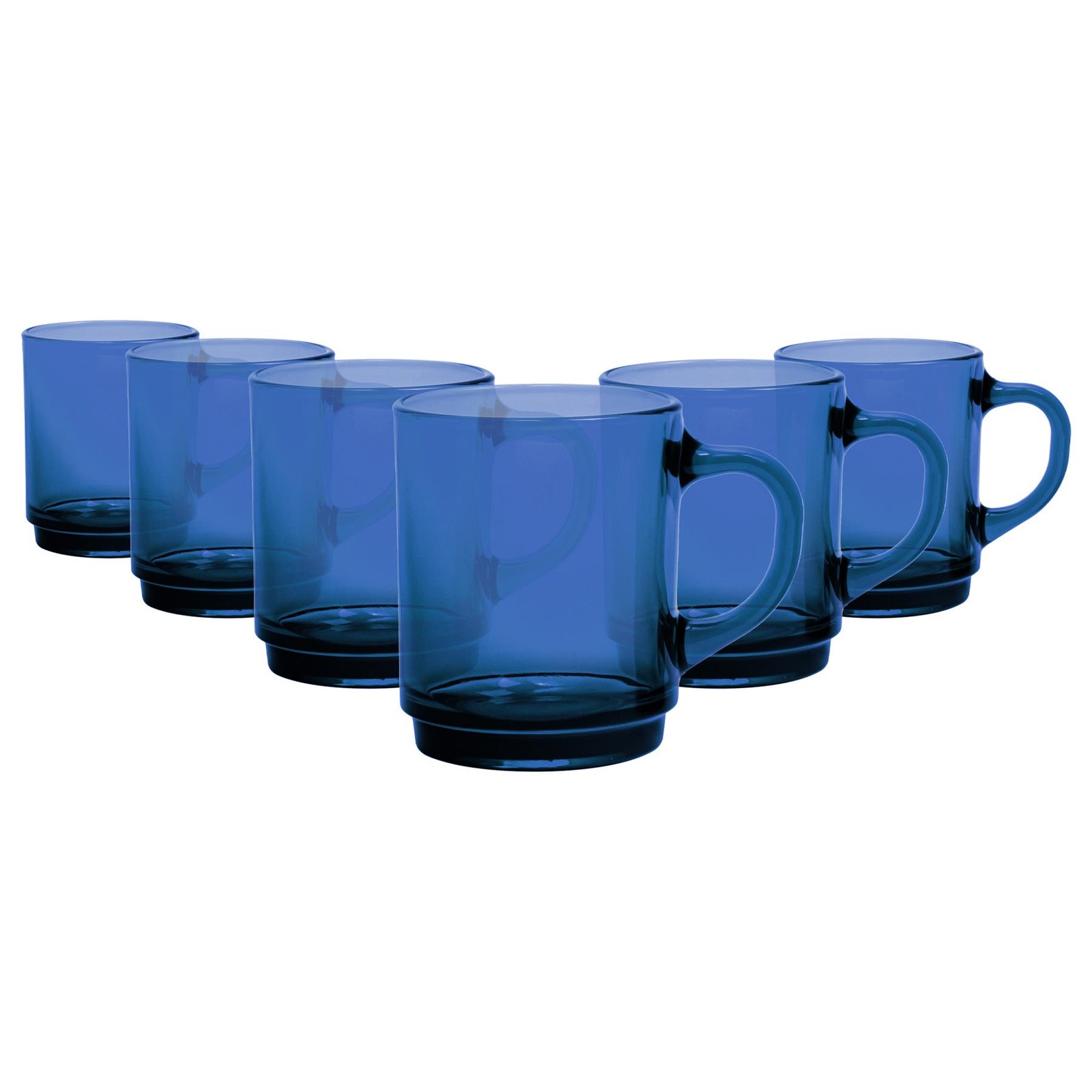 Versailles Glass Coffee Mugs - 260ml - Saphir - Pack of 6