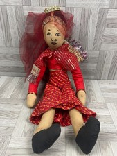 Handcrafted Traditional Doll - Soft Cloth Doll - Jewellery Wearing - Red Outfit
